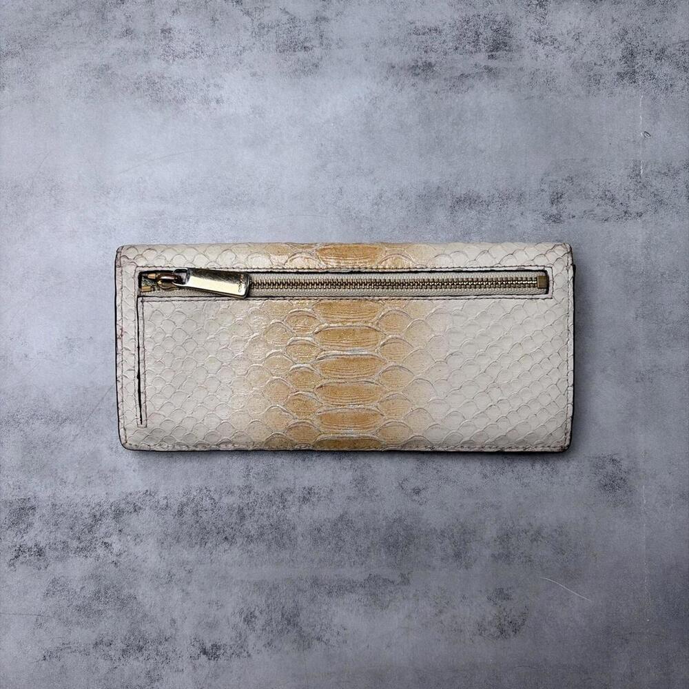 Y2K Coach Python Leather Continental Cream Zip Po… - image 3